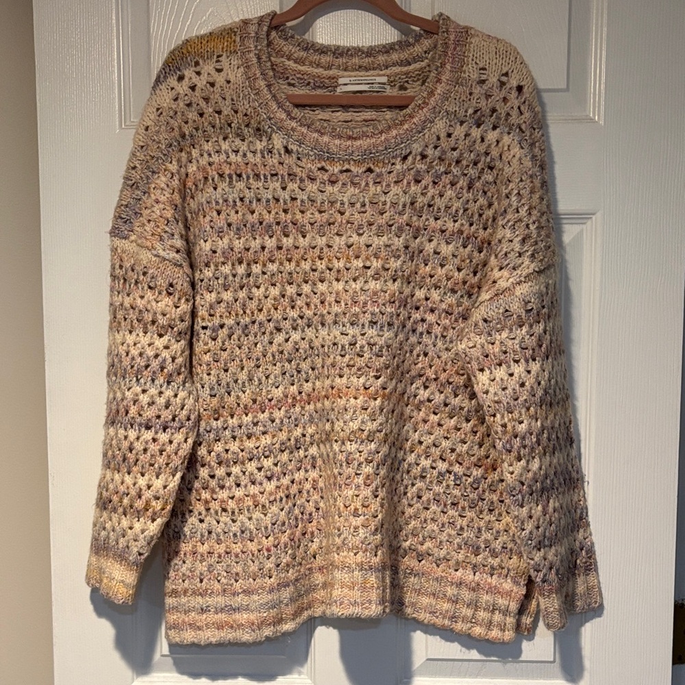 Anthropologie Cream and Tan Knit Sweater